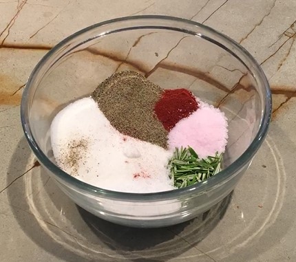 dry cure ingredients in a bowl